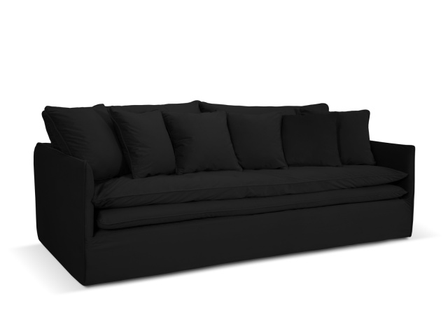 Canapea neagra din catifea pentru 4 persoane Boho Blu Besolux