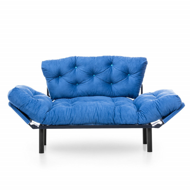 Canapea recliner albastra din textil pentru 2 persoane Nitta The Home Collection