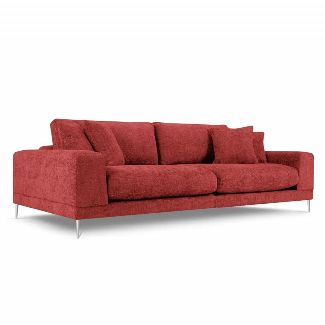 Canapea rosie din textil si metal pentru 4 persoane Jog Besolux