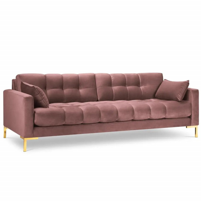 Canapea roz din catifea si lemn de pin pentru 4 persoane Mamaia Besolux