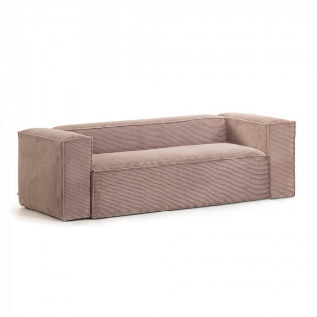 Canapea roz din material textil si lemn pentru 3 persoane Blok Kave Home