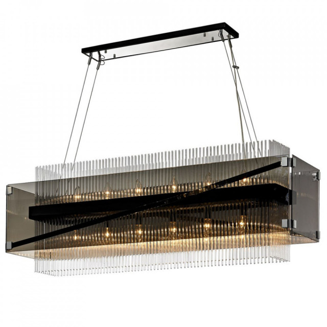 Candelabru maro bronz/gri fum din sticla si fier cu 12 becuri Apollo Hudson Valley Lighting