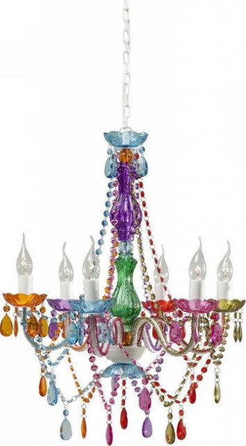 Candelabru multicolor din metal cu 6 becuri Starlight Kare