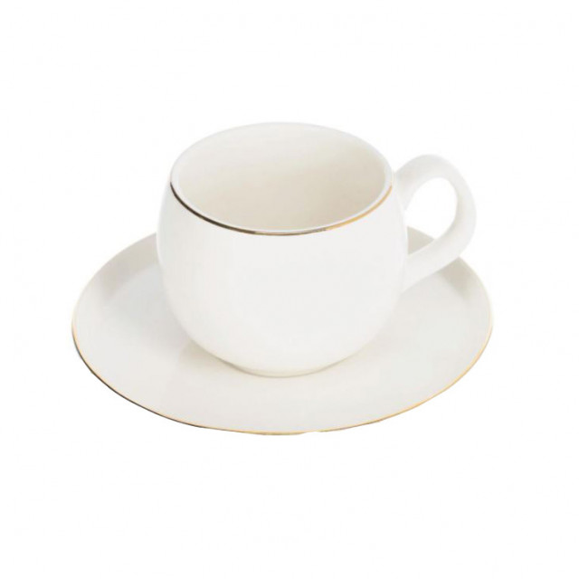 Ceasca cu farfurioara alba din portelan 7x8 cm Taisia Kave Home