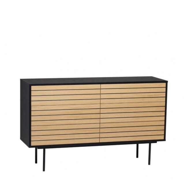 Comoda maro/neagra 140 cm Stripe Woodman