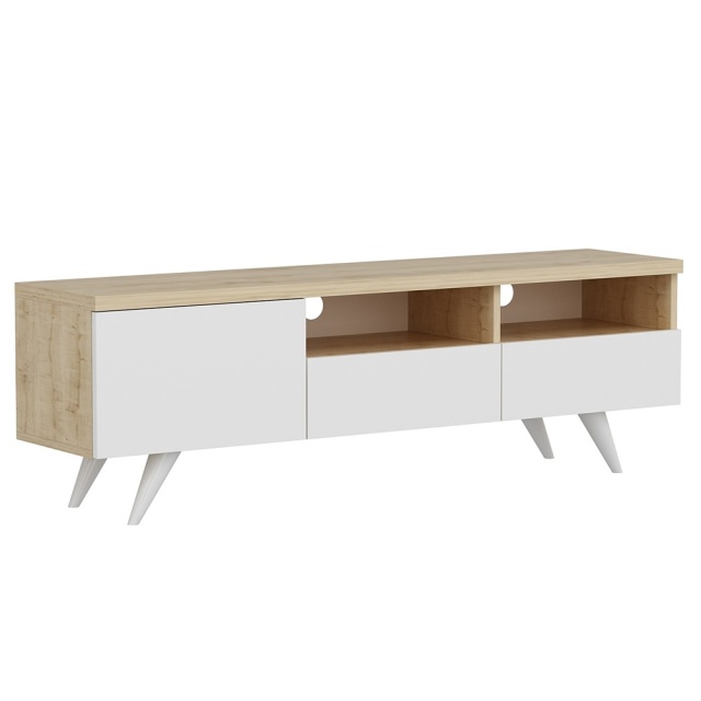 Comoda TV alba/maro din lemn 150 cm Bruksel The Home Collection