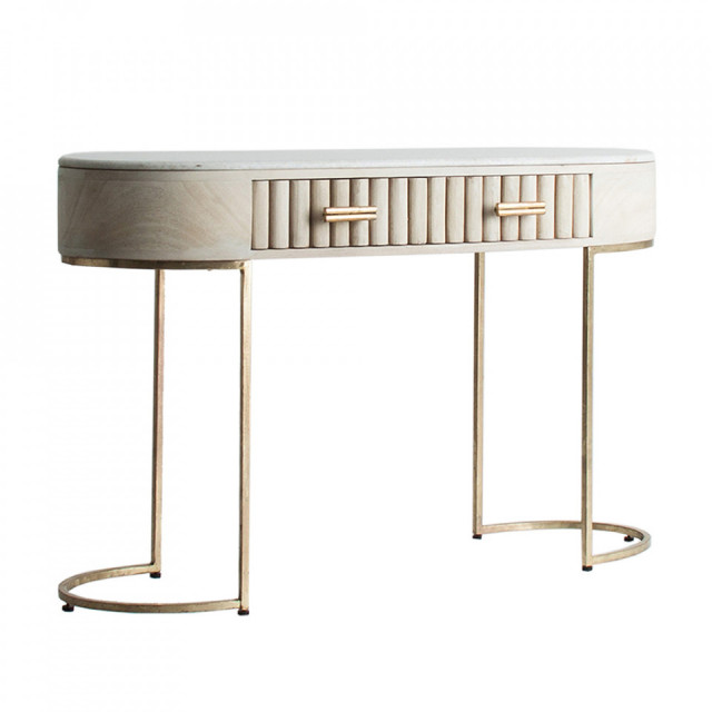 Consola aurie/crem din lemn 122 cm Glees Vical Home