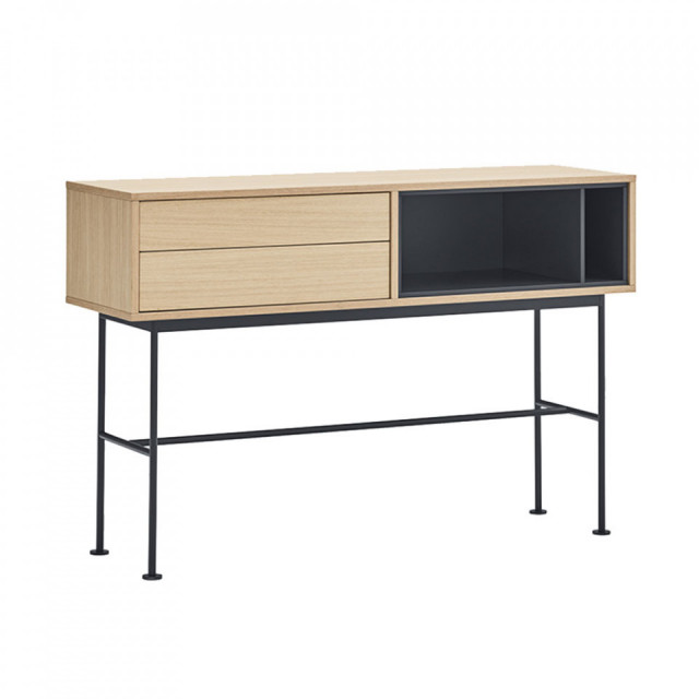 Consola gri antracit/maro din metal 120 cm Yoko Teulat