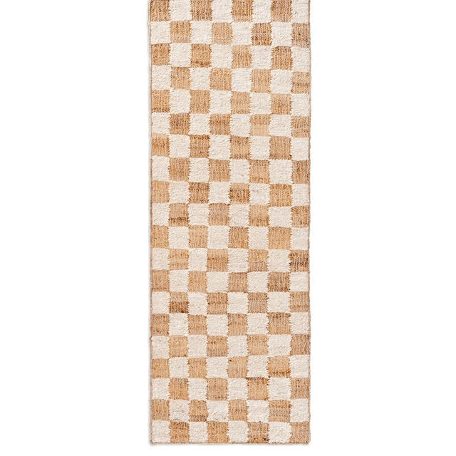 Covor crem/maro din fibre naturale 70x180 cm Check Ferm Living