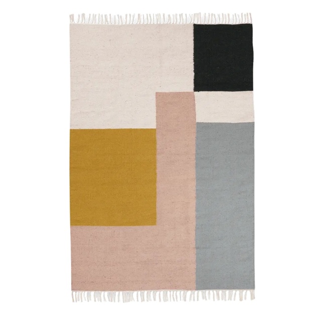 Covor multicolor din fibre naturale 160x250 cm Kelim Squares L Ferm Living