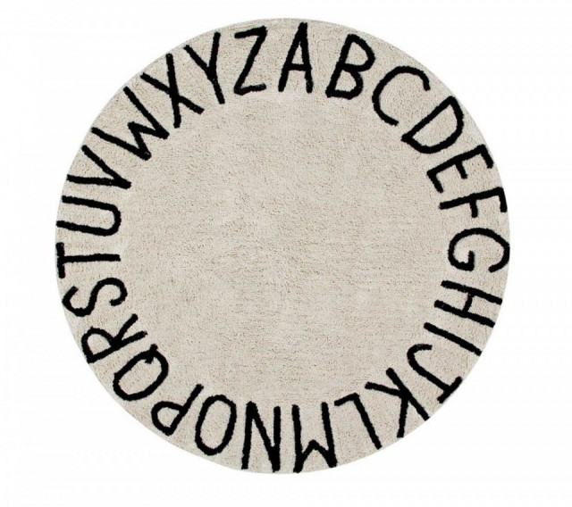 Covor pentru copii crem/negru din bumbac 150 cm ABC Lorena Canals
