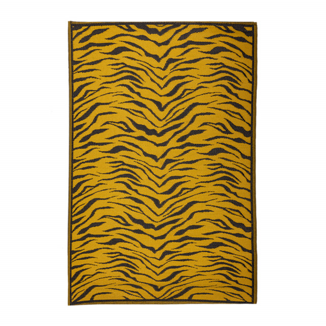 Covor reversibil pentru exterior galben/negru din fibre sintetice 150x243 cm Tiger Esschert Design