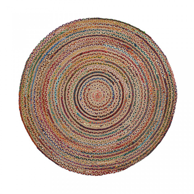 Covor rotund multicolor din iuta 100 cm Saht Kave Home