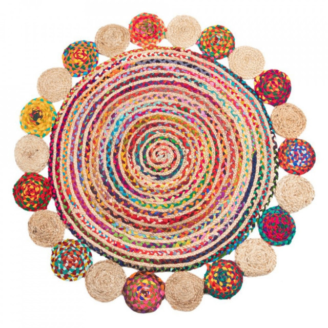 Covor rotund multicolor din iuta 120 cm Mexico The Home Collection