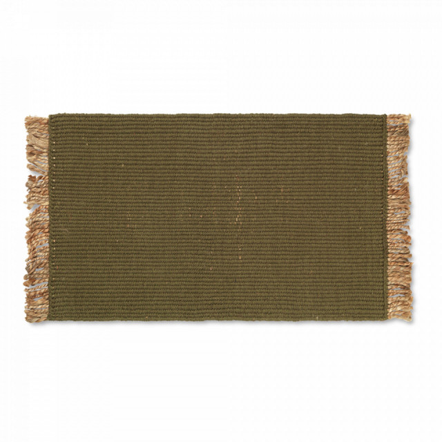 Covor verde oliv din fibre 50x80 cm Block Ferm Living