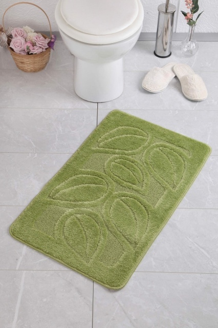 Covoras de baie verde din fibre sintetice 60x100 cm Karo The Home Collection