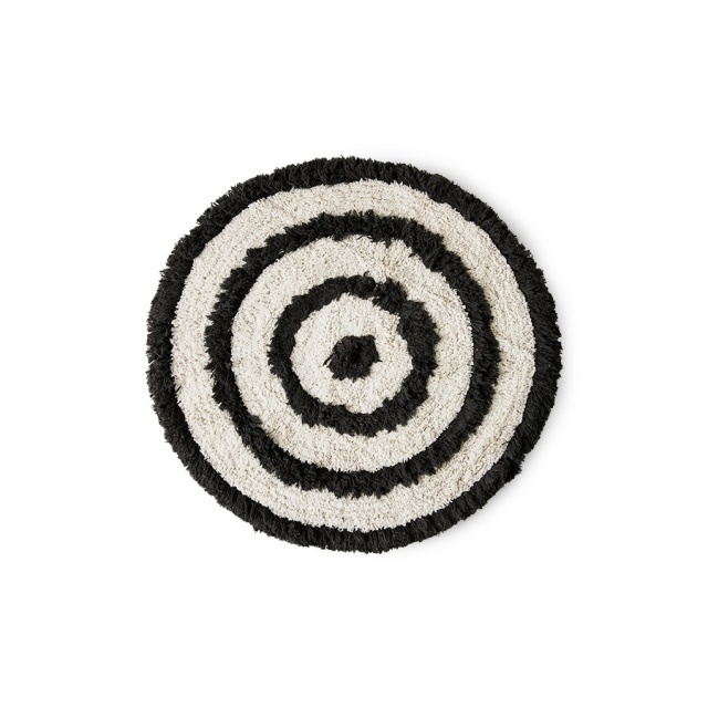 Covoras pentru baie alb/negru din bumbac 80 cm Valma HKliving