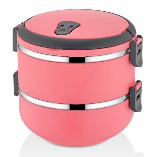 Cutie pentru pranz cu 2 nivele rosu din metal 1.5 L Pot The Home Collection