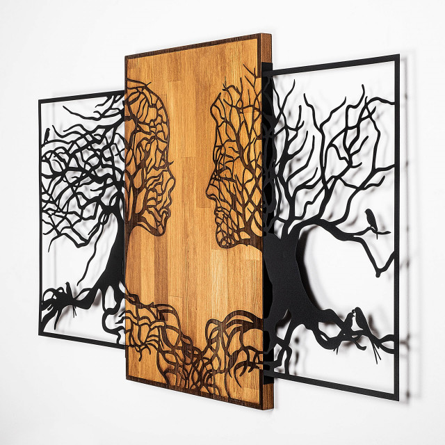 Decoratiune de perete maro/neagra din lemn 79x125 cm Tree Love The Home Collection