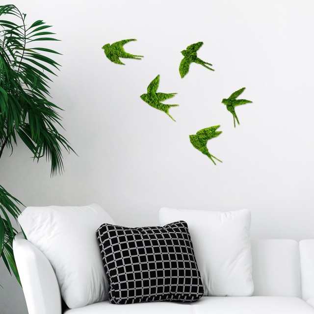 Decoratiune de perete verde 19x19 cm Swallows The Home Collection
