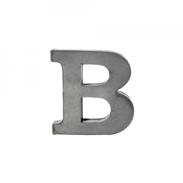 Decoratiune gri din metal 5 cm Letter B Madam Stoltz