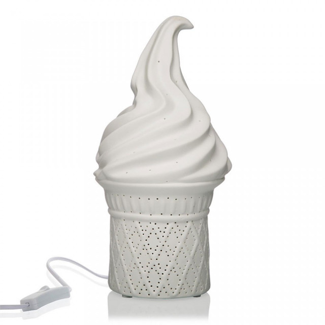 Decoratiune luminoasa alba din ceramica Ice Cream Versa Home