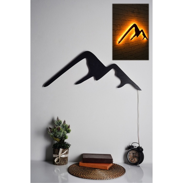 Decoratiune luminoasa galbena din lemn Mountain The Home Collection