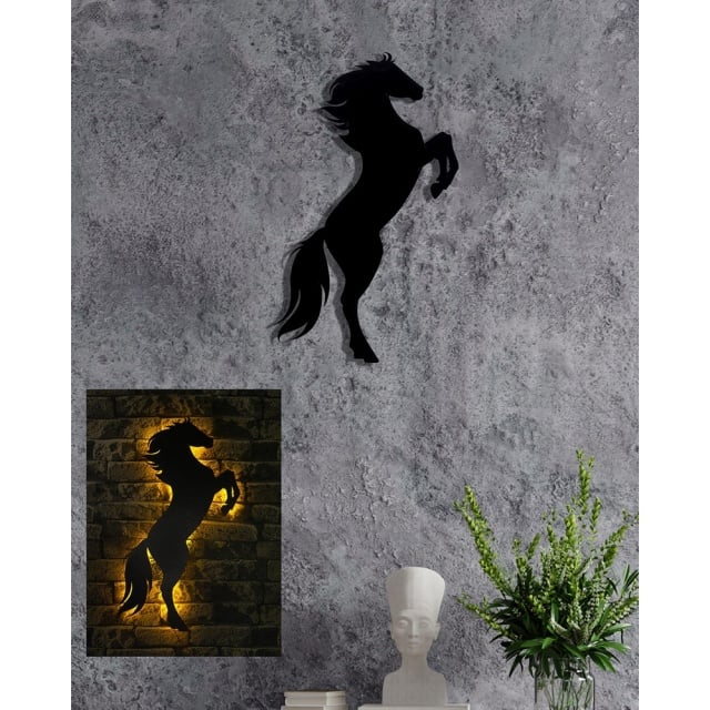 Decoratiune luminoasa galbena din lemn Wild Horse The Home Collection