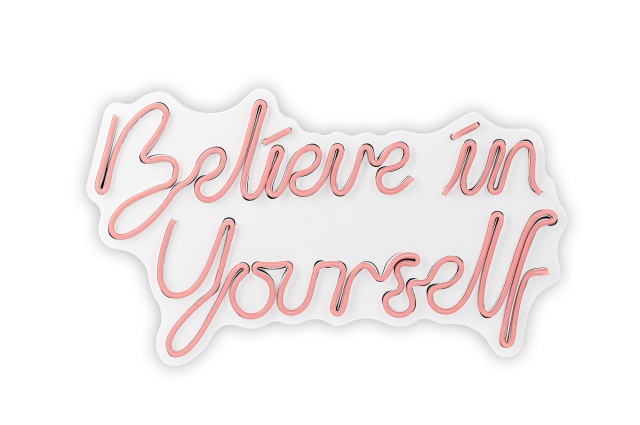 Decoratiune luminoasa roz din plastic Believe in Yourself The Home Collection