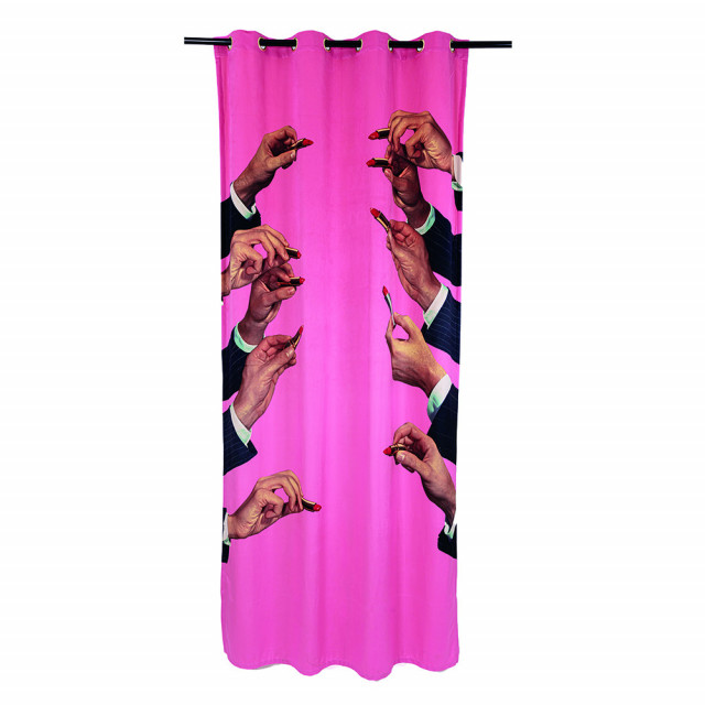Draperie roz din fibre sintetice 140x280 cm Lipstick Seletti