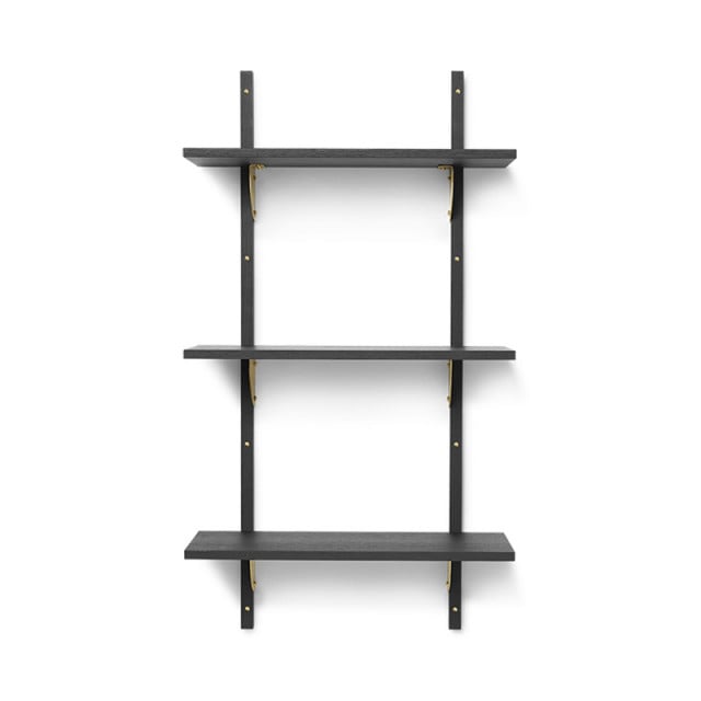 Etajera pentru perete neagra/maro alama din metal 102 cm Sector Bitt Ferm Living