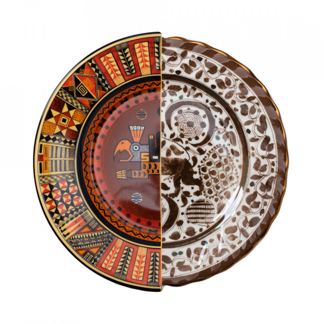 Farfurie intinsa multicolora din ceramica 28 cm Hybrid Mitla Seletti