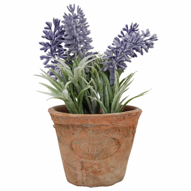 Floare artificiala cu ghiveci mov/portocalie din ceramica 15 cm Lavender S Esschert Design