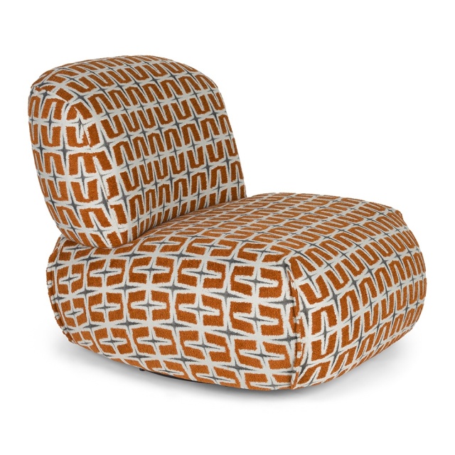 Fotoliu bej/portocaliu din textil Ritz Bold Monkey