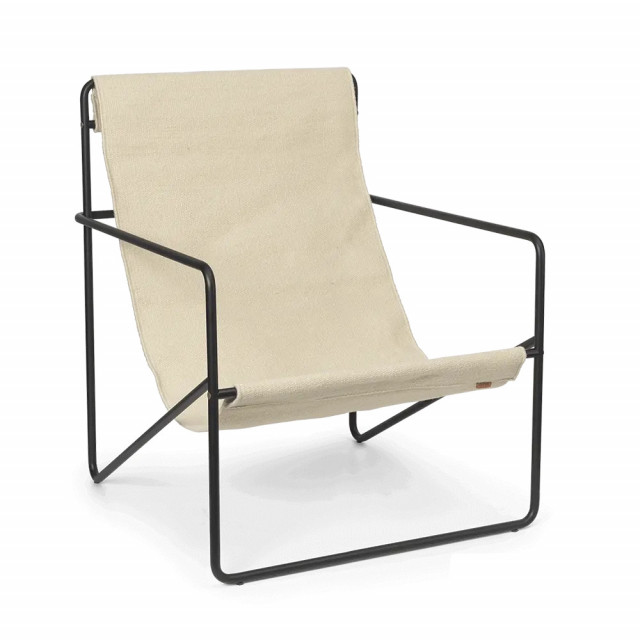Fotoliu exterior crem/negru din textil Desert Ferm Living