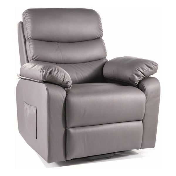 Fotoliu recliner gri din piele Hektor The Home Collection