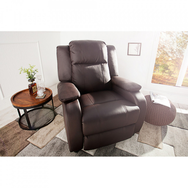Fotoliu recliner maro din piele ecologica Relax Hollywood The Home Collection