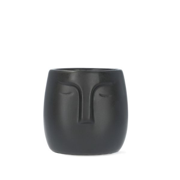 Ghiveci decorativ negru din ceramica 11 cm Face Homla