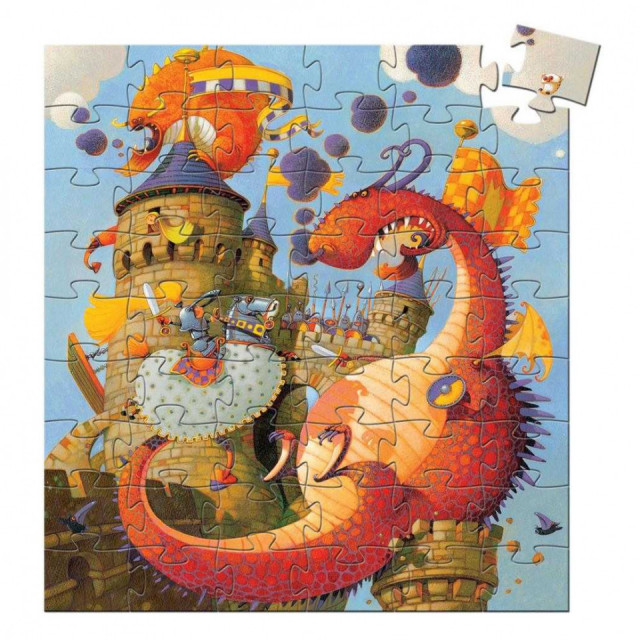 Joc tip puzzle multicolor din carton Vaillant And The Dragon Djeco