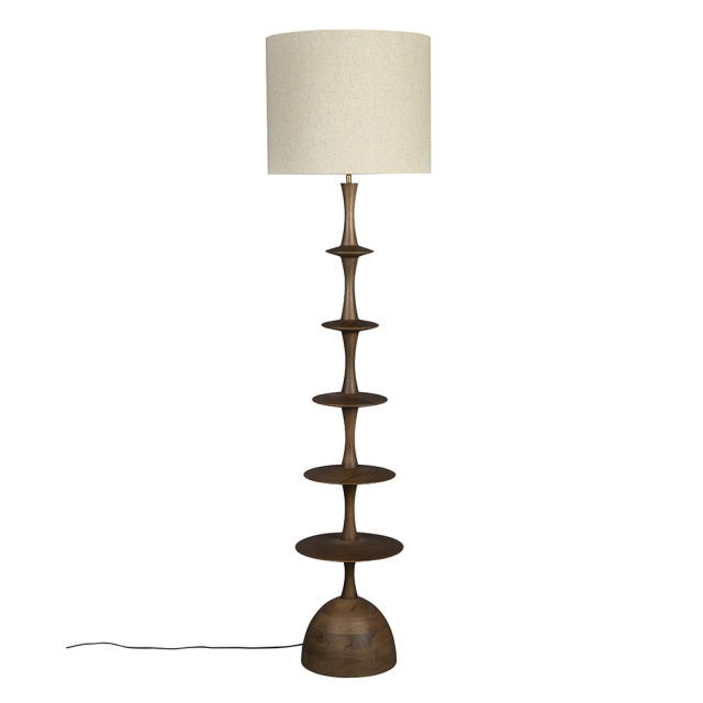 Lampadar alb/maro din lemn 145 cm Cath Dutchbone