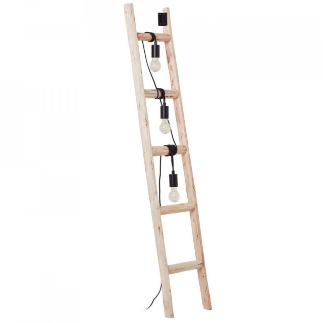 Lampadar maro/negru din lemn si metal cu 3 becuri 158 cm Ladder Brilliant