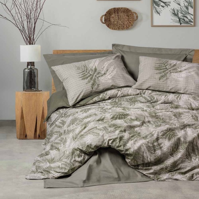 Lenjerie pat kaki din bumbac Frond The Home Collection