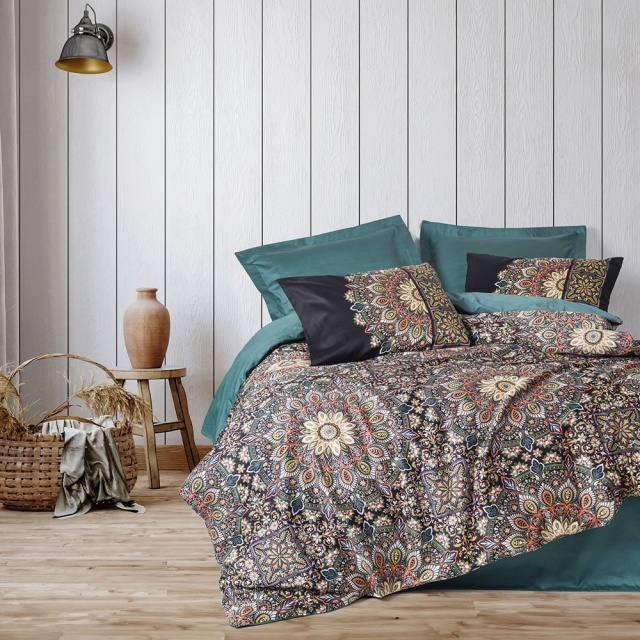 Lenjerie pat multicolora din bumbac Ornate Double The Home Collection