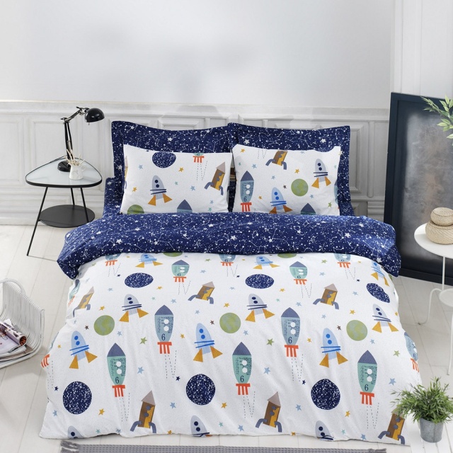 Lenjerie pat multicolora din bumbac SpaceX Double The Home Collection