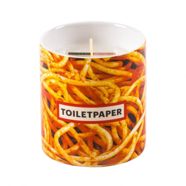 Lumanare cu suport multicolor din ceramica 10 cm Entropy Spaghetti Seletti