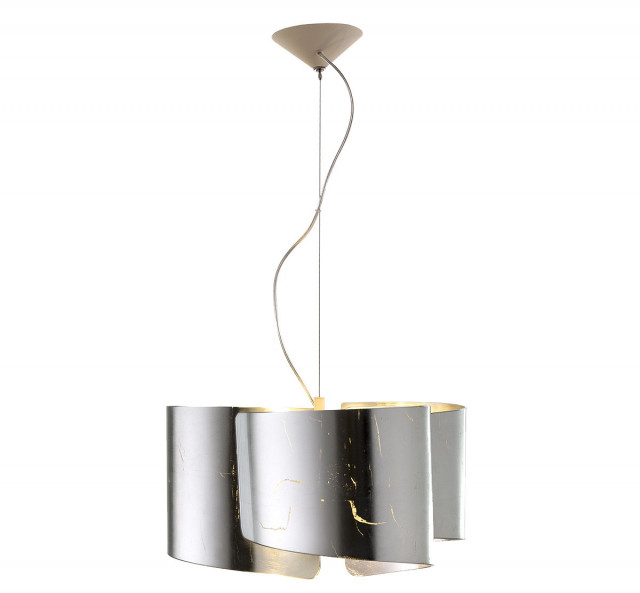 Lustra argintie/alba din metal cu 3 becuri Nora Thai Natura