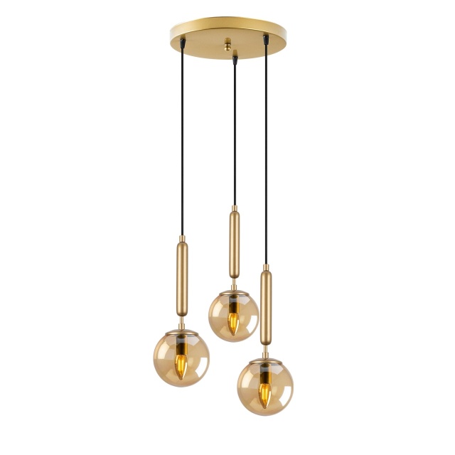 Lustra aurie/maro din metal cu 3 becuri King The Home Collection