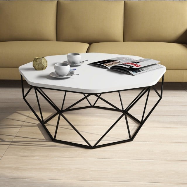 Masa de cafea alba/neagra 90x90 cm Diamond The Home Collection