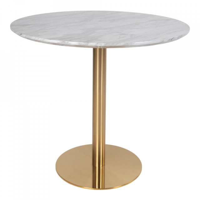 Masa dining alba/aurie din metal 110 cm Bolzano House Nordic