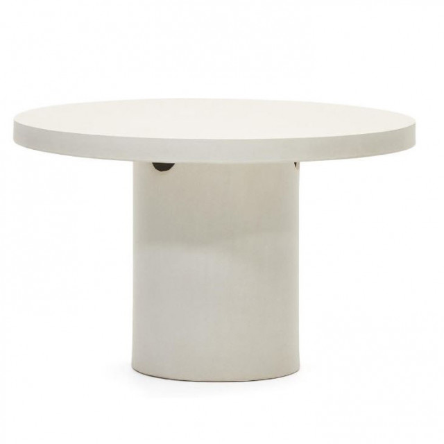 Masa dining alba din fibre de ciment 120 cm Aiguablava Kave Home